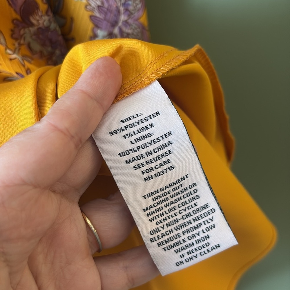 Nanette Lepore Gold Purple Floral Sheer Collared Button Down Midi Dress Sz 6 - Picture 7 of 10